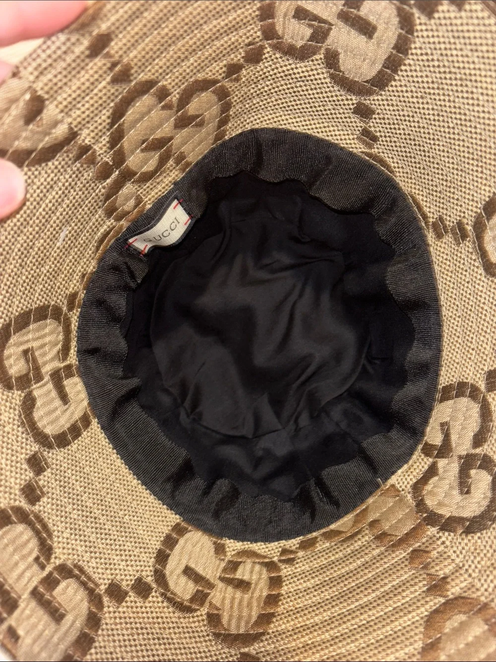 Gold Beige GG Jacquard Bucket Hat with Double G Emblem - Picture 5 of 7